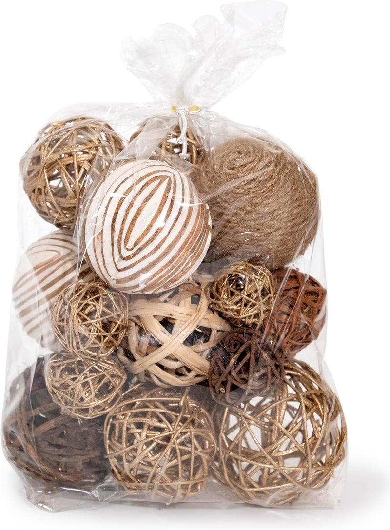 ANDALUCA Decorative Balls & Orbs Gold Natural Bag Bowl Filler Home Decor (Gold) - Image 2